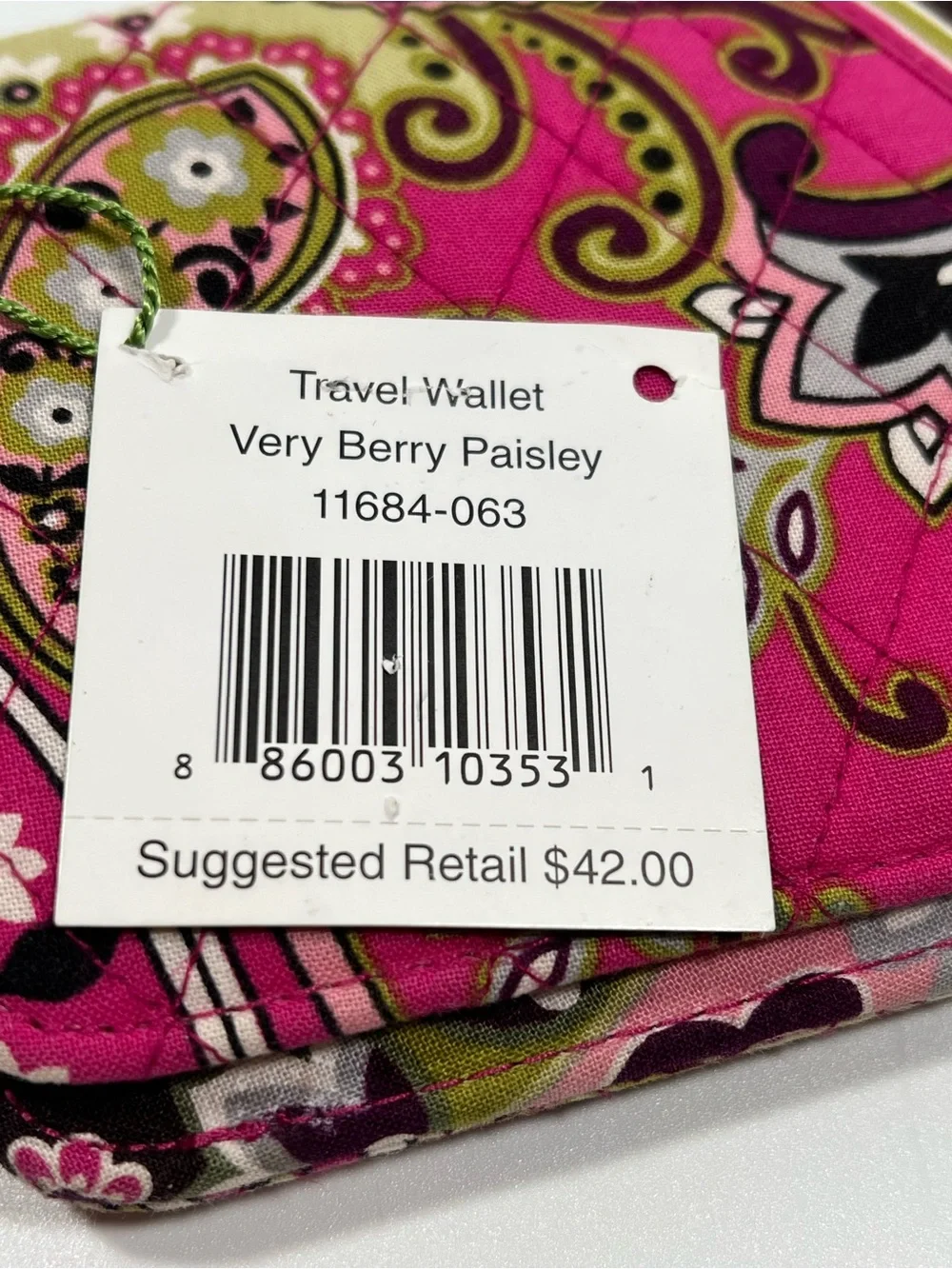 Vera Bradley "Very Berry Paisley" Travel Wallet - Picture 14 of 14